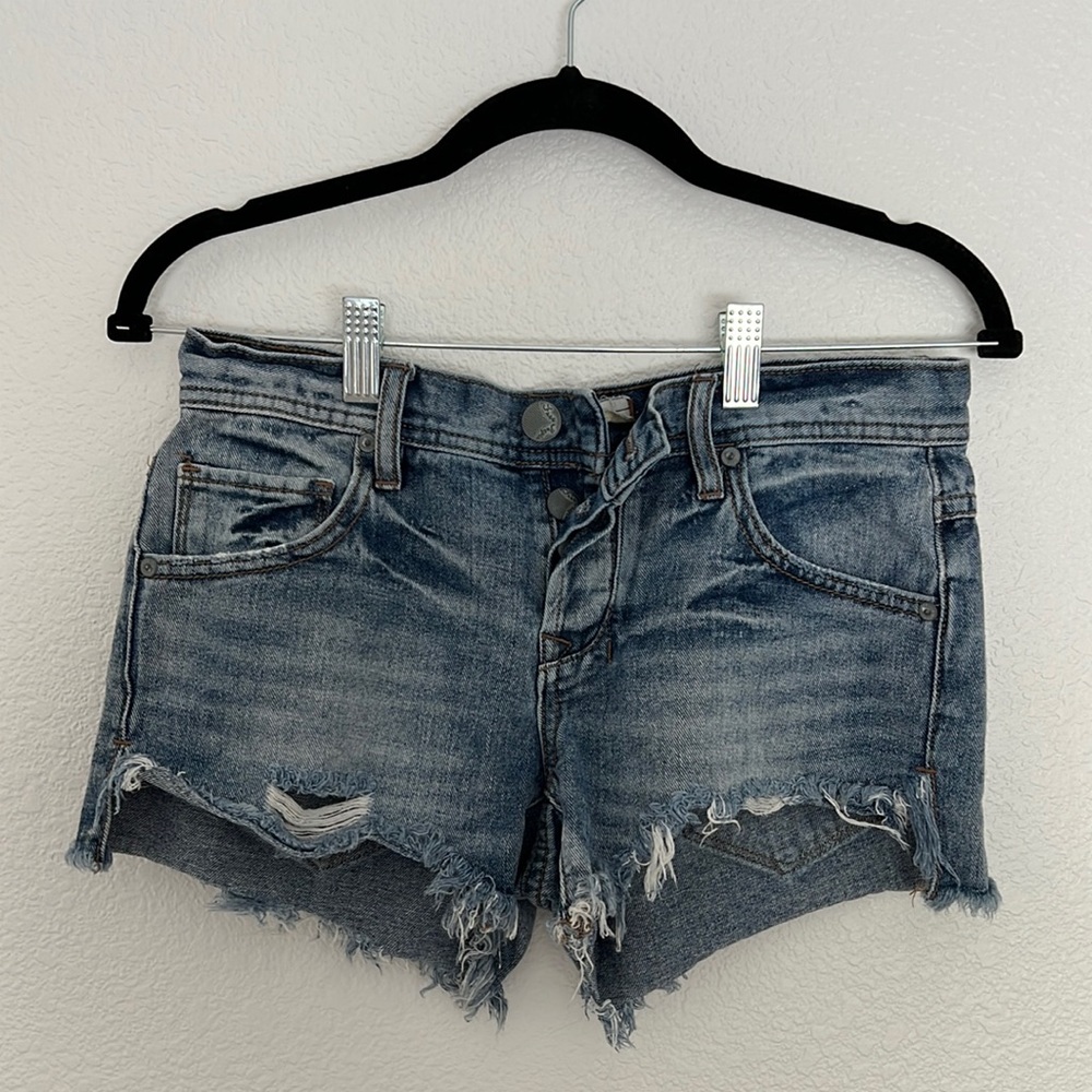 Mid rise denim shorts